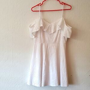 Anthropologie JOA Los Angeles white eyelet dress lined Medium
